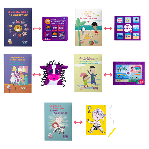 Play & Learn Set - 5 Games y 5 Bilingual Books - Feppy