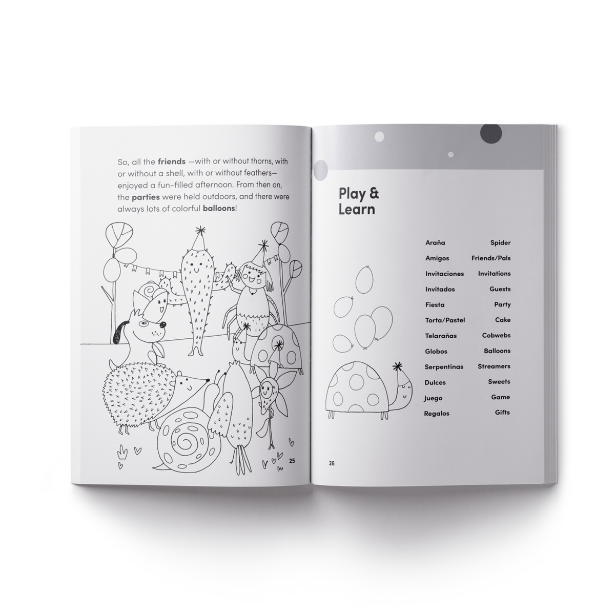 Lucy's Birthday Party "El Cumpleaños de Lucy" - Bilingual Spanish/English Coloring Book for Kids - Feppy