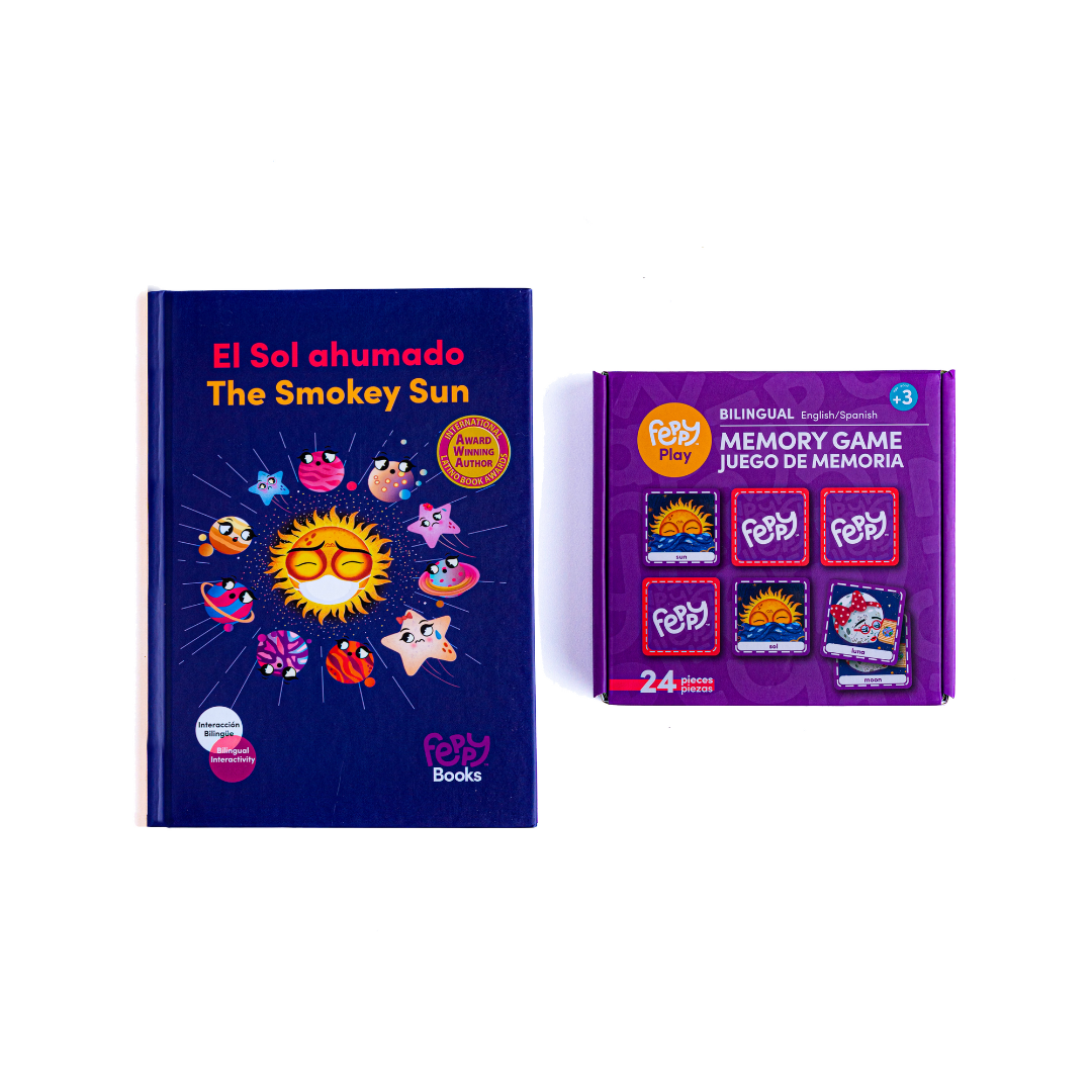 Bilingual Book & Game Bundle: The Smokey Sun Book + Memory Match Game - Feppy