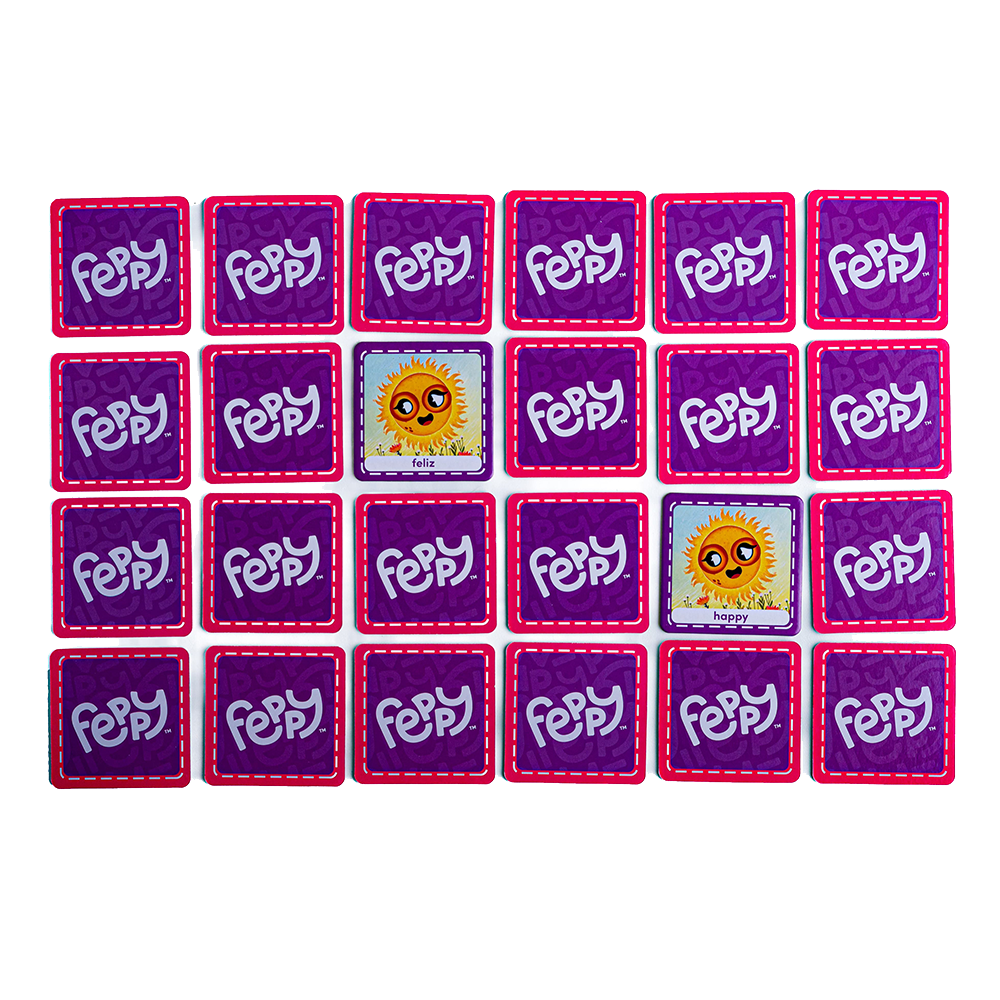 XX Bilingual Memory Match Game to Learn Spanish and English Vocabulary - Feppy Box