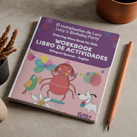 Bilingual Spanish-English Printable PDF - Coloring Story Book + Activity Pack | Ages 6-9 | Lucy's Birthday Party | Early Readers Edition