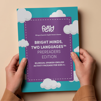 BRIGHT MINDS, TWO LANGUAGES™ | Pre-readers edition Bilingual Spanish English Workbook for Kids 4+ | Printable Activity Book