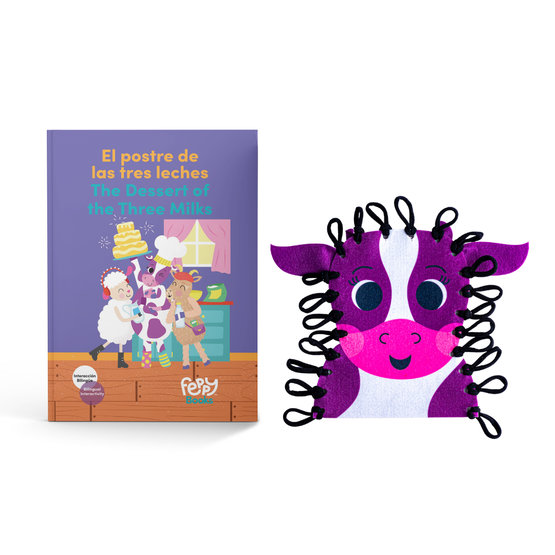 Bilingual Book & Game Bundle: The Dessert of the Three Milks + Cow Puppet - Feppy