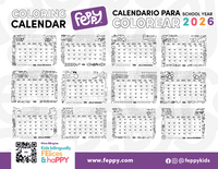 (PDF) 2026 Bilingual English Spanish Coloring Calendar for Kids - Downloadable Version