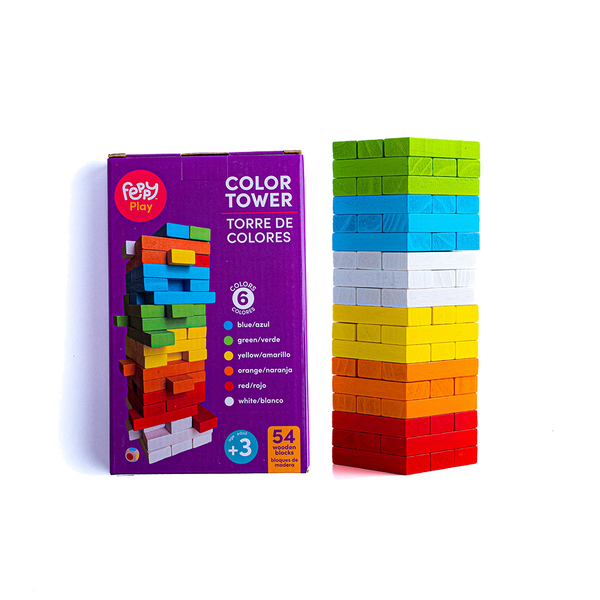 XX Tumbling Tower to Learn Spanish and English Color Names - Feppy Box