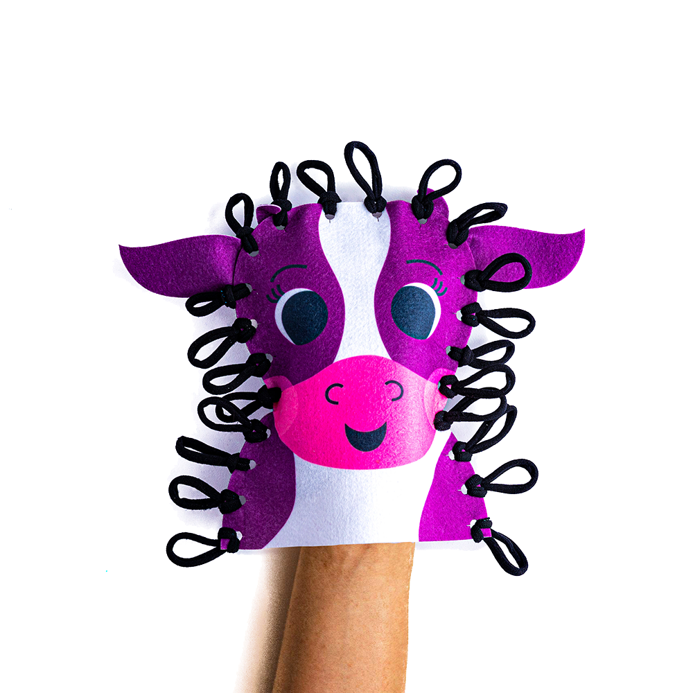 Cow Puppet Kit to Learn Spanish and English Vocabulary - Feppy